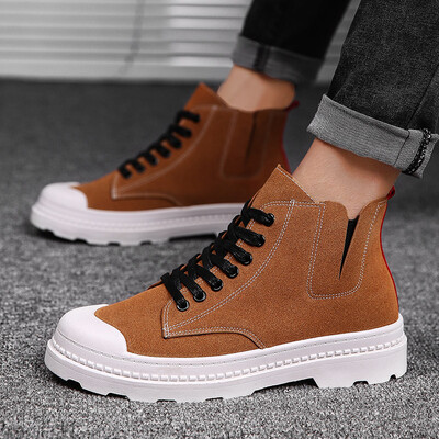

Mens Shoes Autumn Trendy Shoes New Korean Version Baitie Leisure High-Uppers Mens Black Shoes Student Martin Shoes Men