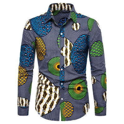 

Tailored Men Casual 3D Printing Vintage Slim Long Sleeve Dress Shirt Blouse Tops