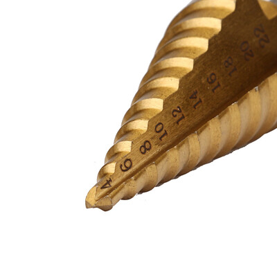 

JPGIF Hex Titanium Coated Step Cone Drill Bit Hole Metal Wood Cutter 4-22mm HSS Tool
