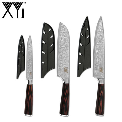 

XYj 3pcs Kitchen Cooking Knives Stainless Steel High Carbon Blade Non-slip Handle Chef Knife Cooking Tools