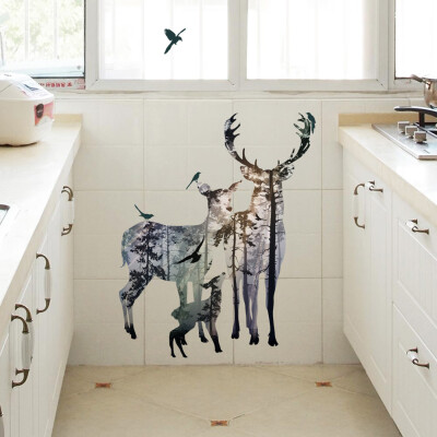 

〖Follure〗Deer Elk Head Wall Sticker Home Decor Removable Living Room DIY