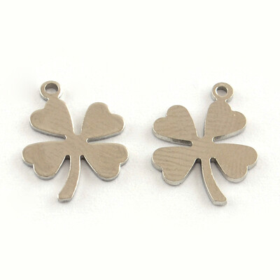 

304 Stainless Steel Clover Charms Stainless Steel Color 13x95x05mm Hole 1mm