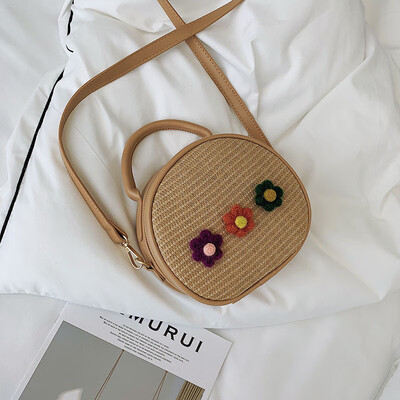 

2019 Fashion Round Straw Knitted Handbag for Girls New Knitted Bag for Ladies Crossbody Bags for Women Handbag Messenger Bags