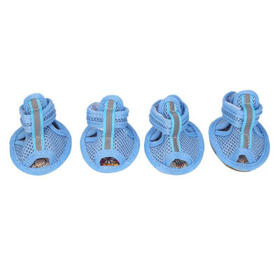 

4pcsset Casual Dog Shoes Pet Summer Breathable Anti-Slip Soft Mesh Sandals