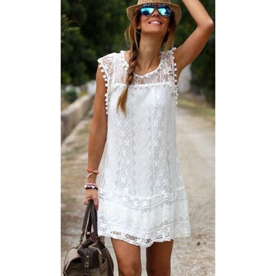 

Women Celeb Lace Party Evening Summer Ladies Dress Shorts Mini Dress Top White