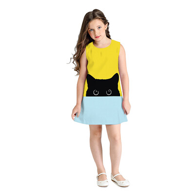 

Teen Toddler Kid Girl Sleeveless 3D Cartoon Print Cartoon Dresses Casual Clothes