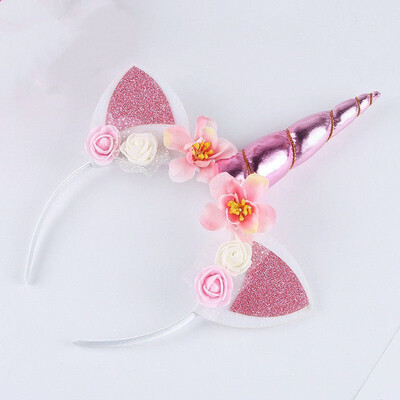 

Cute Kids Baby Girls Unicorn Horn Hair Band Headband Birthday Party Flower Crown