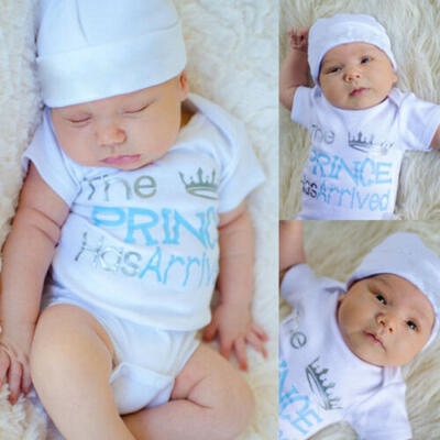 

Newborn Baby Boys Cotton Outfits Clothes Romper Jumpsuit BodysuitHat 2Pcs Set