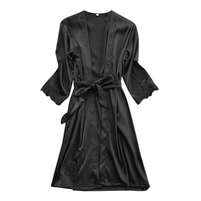 

Toponeto Sexy Lingerie Women Silk Lace Robe Dress Babydoll Nightdress Sleepwear Kimono