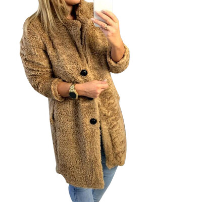 

New Arrival Autumn And Winter Women Cardigan Coat Solid Color Coat Jacket Cardigan Plush Wool Jacket Coat