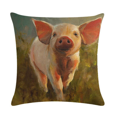 

Various Animal Oil Painting Series Linen Hug Pillowcase Home Sofa Decoration