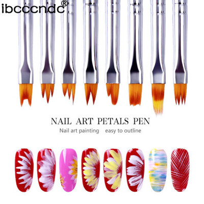 

Toponeto 8Pcs Gradient Drawing Pen UV Gel Nail Brush Silver Handle Nail Art Tools