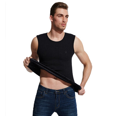 

Playboy PLAYBOY Mens Dongli velvet warm vest warm vest men plus velvet thick wide shoulder round neck bottoming cotton sleeveless underwear vest black XL