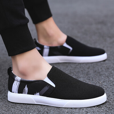 

Autumn Mens Shoes Are Loose One Foot Stick on Tidal Shoes Old Beijing Cloth Shoes Summer Air-permeable Canvas Board Shoes