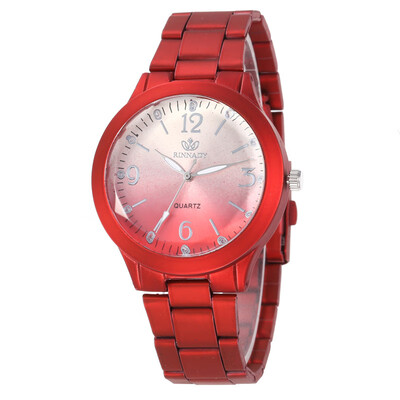 

Gradient dial steel belt fashion digital ladies watch simple student watch