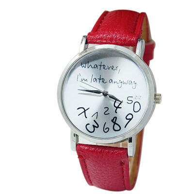 

Women Leather Watch Wathever I am Late Anyway Letter Watches Womens Wrist Watch Hodinky Relogio Feminino Clock Masculino &Ff