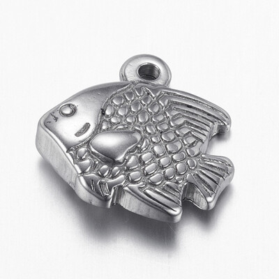 

304 Stainless Steel Pendants Fish Stainless Steel Color 17x175x55mm Hole 15mm