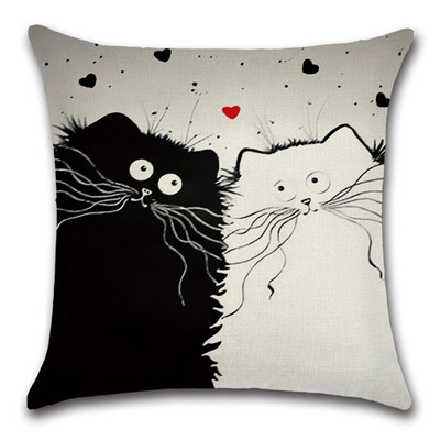 

Cartoon Cat Pillow Case Sofa Waist Throw Cushion Cover Home Car Decor Vogue