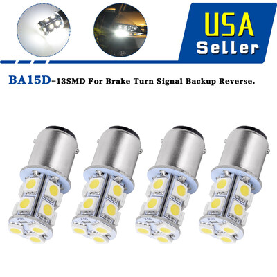 

4x 6000K White BA15D 13 SMD DRL Signal Brake LED Interior Light Bulbs 1154 12V