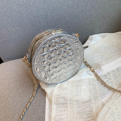 

Tailored Fashion Women Single Shoulder Small Circular Bag Alligator Texture Zipper Bag