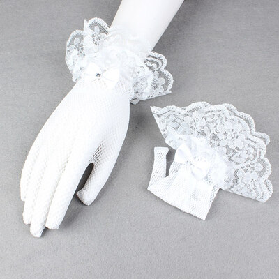 

Ladies Lace Gloves Fish Net Bowknot Party Prom Wedding Bride Wrist Mittens