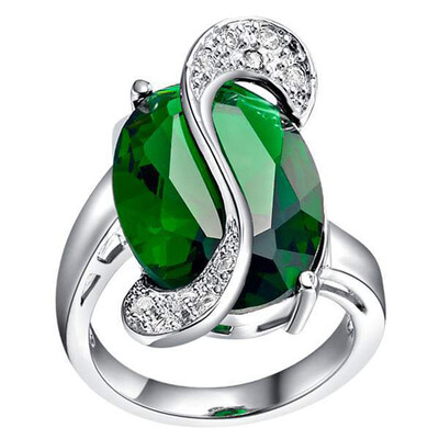 

1 Pcs Fashion Trendy Girl 925 Silver Plated Bling Gemstone Heart Love Women Wedding Ring Size 6 7 8 9 Gift