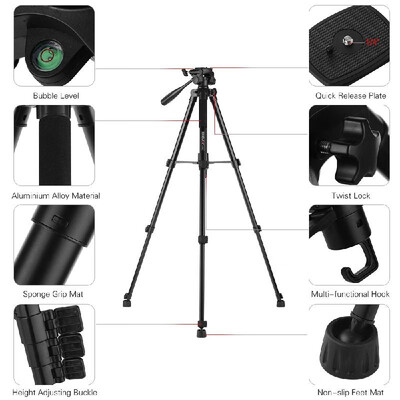 

KINGJOY VT-880 2 In 1 Portable Adjustable Aluminium Alloy Camera Tripod Monopod 360° Panoramic Shooting for Canon Nikon Sony Fuji