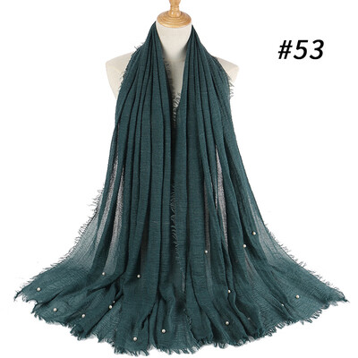 

Cotton&linen crumpled monochrome womens scarf hot two-headed pearl accessories headscarf girls