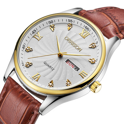 

Watch double calendar mens watch womens watch quartz watch steel belt watch waterproof fashion business movement