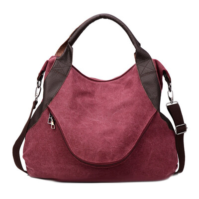 

Vintage Canvas Large Capacity Womens Tote Shoulder Bag Handbag Zipper Pouch