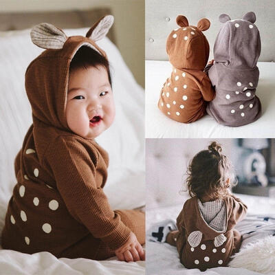 

Newborn Baby Boy Girl Infant Deer 3D Ear Bodysuit Romper Jumpsuit Clothes Outfit