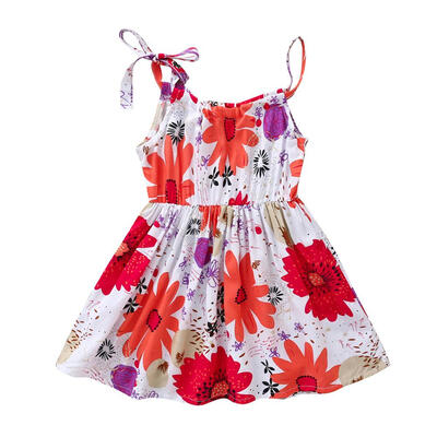 

Floral Print Dress Baby Girls Tunic Sling Summer Kids Princess Dresses