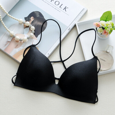 

Sexy Lingerie Bra Women Deep V Seamless Solid Wirefree Bra Femme Underwear Crossing Strap Women Intimates Bra Drop Shipping