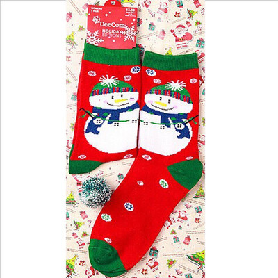 

Womens Mens Xmas Socks Cotton Soft Thick Socks Snowman Snowflake Deer Print