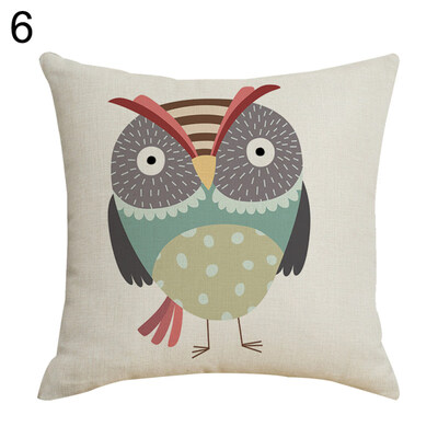 

Cute Owl Linen Throw Pillow Case Cushion Cover Sofa Bed Car Cafe Office Decor