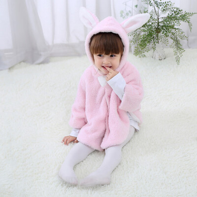 

Toddler Baby Boys Girls Keep Warm Cartoon Rabbit Ears Hooded Coat Cloak Clothes