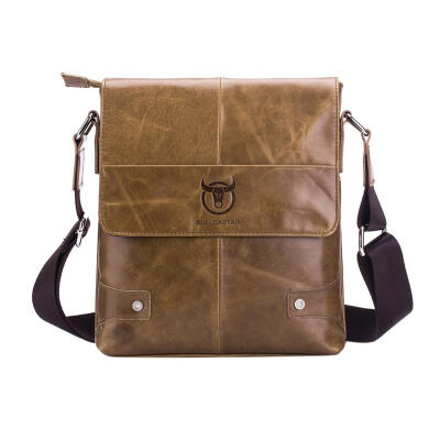 

BULLCAPTAIN Men Leather Shoulder Bags Casual Solid Crossbody Messenger Bag