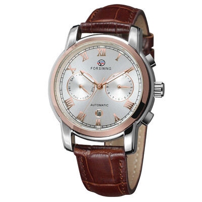 

FORSINING genuine leather waterproof week calendar mens automatic mechanical watch belt mens watch