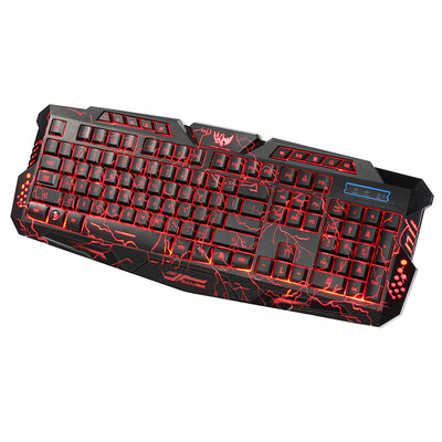 

J10 Keyboard Mouse Combo Colorful Adjustable LED Color Backlit Ergonomic Gaming Keyboard with Mouse Set for Gaming Fans English V
