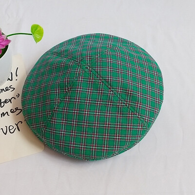 

Korean edition fashion retro British grid Beret Japanese spring&summer thin leisure painter hat net red