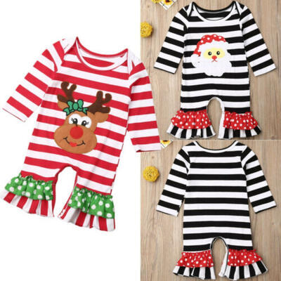 

US Newborn Infant Baby Boy Girl Christmas Romper Bodysuit Pajama Clothes Outfits