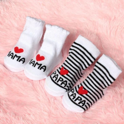 

Newborn Baby Toddler Infant Kids Striped Cotton Love MamaPapa Socks 06 Months