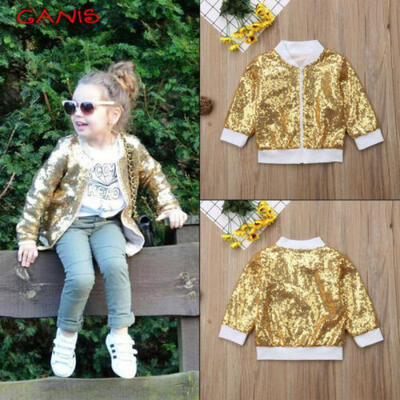 

Toddler Kids Baby Girls Autumn Sequins Glitter Zip Coat Outerwear Jacket Clothes