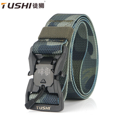 

New outdoor tactical belt Training belt magnetic quick release buckle nylon camouflage mens belt