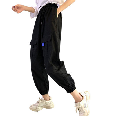 

Spring Harajuku Streetwear Ladies Pants Women Men Casual Solid Big Pocket Pants High Waist Loose Trousers pantalones mujer