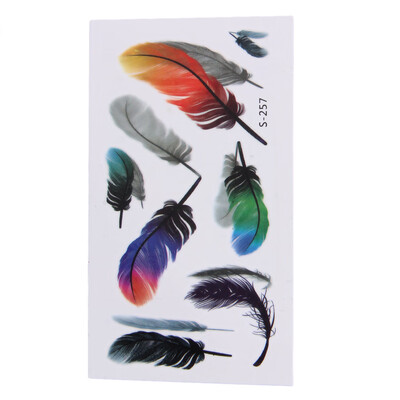 

10 Sheets Feather Temporary Tattoo Stickers Waterproof Body Art Decor
