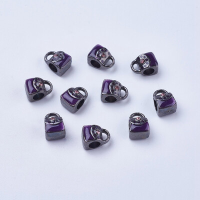 

Alloy European Beads with Rhinestone Beads Large Hole Beads Lead Free & Cadmium Free & Nickel Free Bag Gunmetal