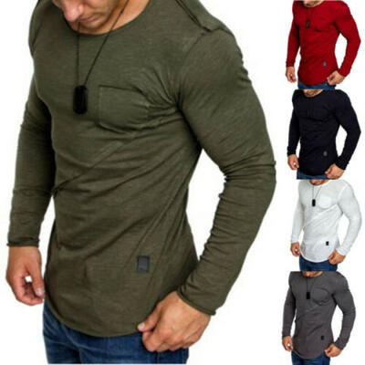 

Fashion Mens Slim Fit O Neck Long Sleeve Muscle Tee T-shirt Casual Tops Blouse