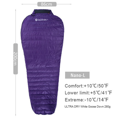 

AEGISMAX Nano Outdoor Adult Camping Ultralight Mummy Type Hiking 700FP White Goose Down Sleeping Bag Spring Atumn Summer Bag