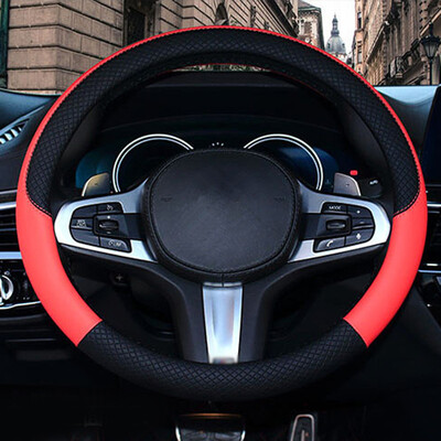 

DIY Car Truck Imitation Leather Steering Wheel Cover For 38 Cm15 BlackRed
